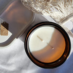 Load image into Gallery viewer, Large Double Wick Apothecary Candle in Amber Jar
