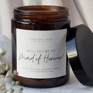 Will you be my bridesmaid candle amber jar 